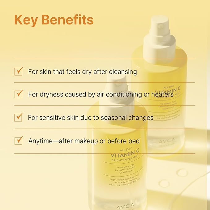 AVCA Vitamin C Face Mist – Hydrating & Brightening Spray for Glowing Skin (5.07oz)