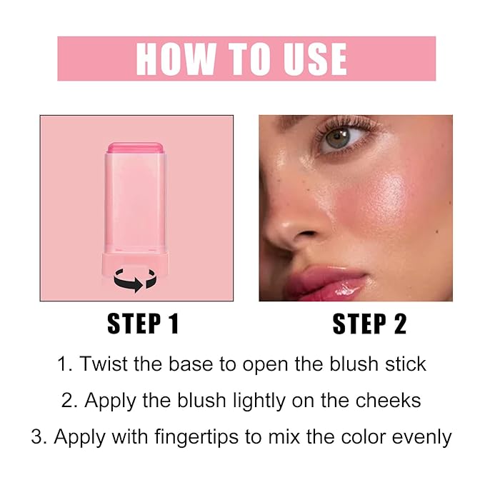 Blush Rare Beauty Liquid Blush Stick Cream Blush Natural Waterproof Long Lasting Powder Blusher,On The Go Blush Brushes For Makeup Cheeks,Suitable For All Skin Types(2PC)
