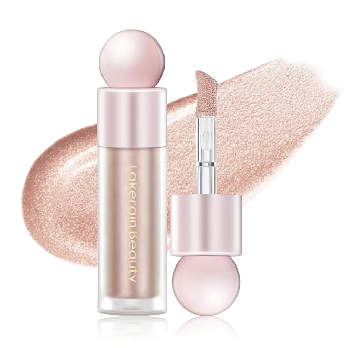 Liquid Highlighter Makeup, Natural Silky Shimmer Finish Liquid Face Highlighter, Highly Pigmented, Lightweight, Blendable, Soft Cream Highlighter For Face (#03 Rose Gold Shimmer)