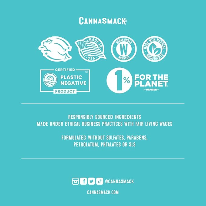 CannaSmack Natural Hemp Lip Balm - Sweet Mint Flavor - Besswax and Natural Botanical Extracs - Cooling & Moisturizing