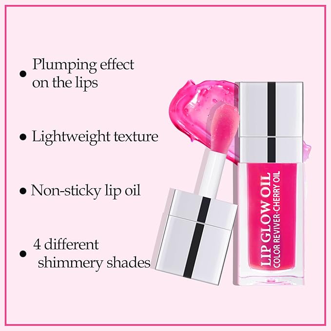 Boobeen Hydrating Lip Oil, Clear Lip Gloss Plumper, Lip Balm for Dry Cracked Lips,Long Lasting Lip Moisturizer Oil for Smoother Lip