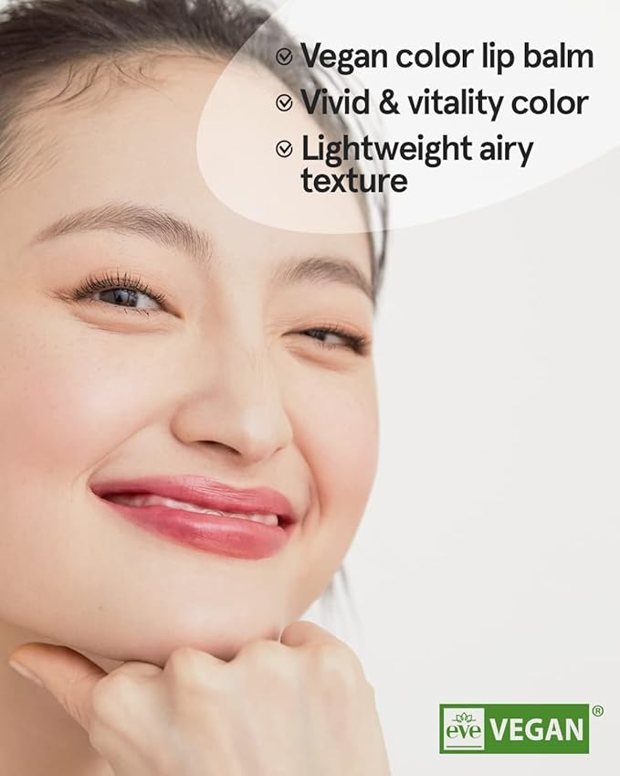 ATHÉ Authentic Airy Lip Balm 01 DRIZZLE, Korean Vegan Color Lip Blam, Flake-Free Slim Fit Lips, Silky Powdery Finish & Air-like Blurring with Vibrant Colors, 0.11oz.