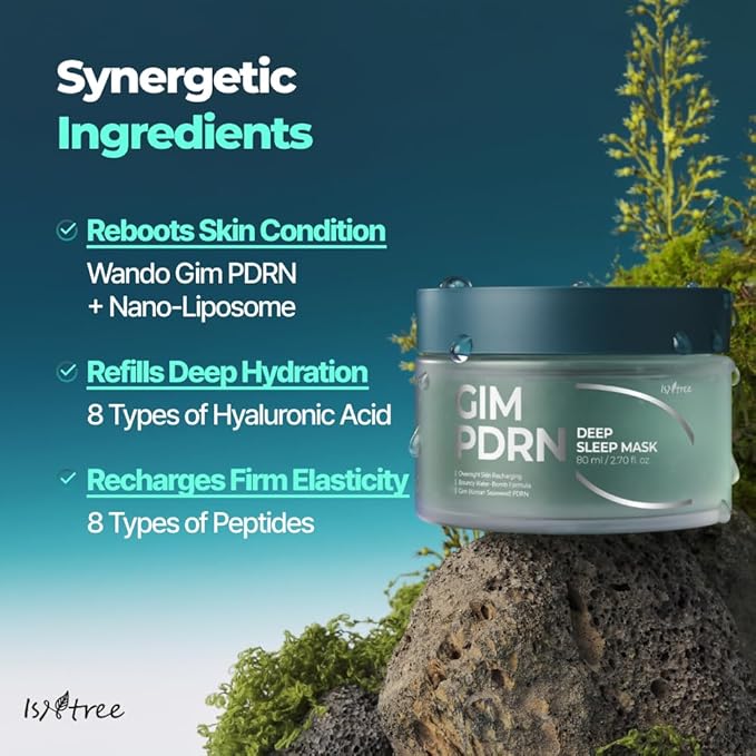 IsNtree Gim PDRN Deep Sleep Mask 80ml, 2.7 fl oz | Korean SEAWEED Skincare Sleeping Mask gel | Night Cream | Facial Mask | Overnight Gel mask for Hydration & Skin Bounce