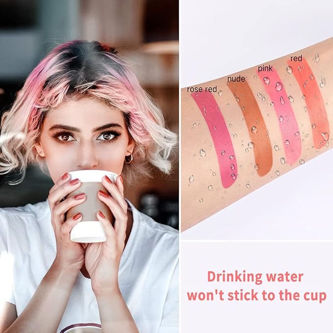 FLIPNEX 20Pcs Cotton Swab Tattoo Lipstick, Tattoo Lipstick Cotton Swab Lip Tint, Waterproof and Long Lasting Liquid Non-Stick Portable Lip Gloss (Nude)