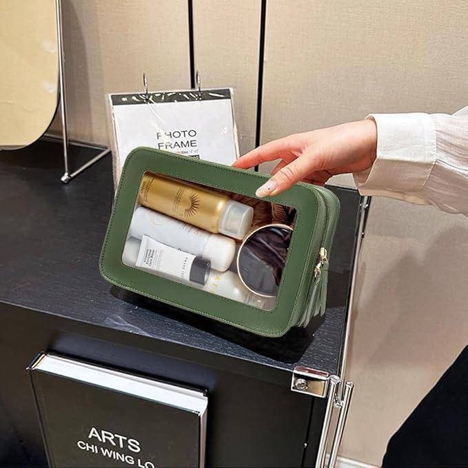 Clear Makeup Bag Small, TSA Approved Portable Toiletry Bag with Zipper Cosmetic Travel Bag Makeup Organizer Case Mini Makeup Pouch for Purse Car Organizer Bag for Women Men