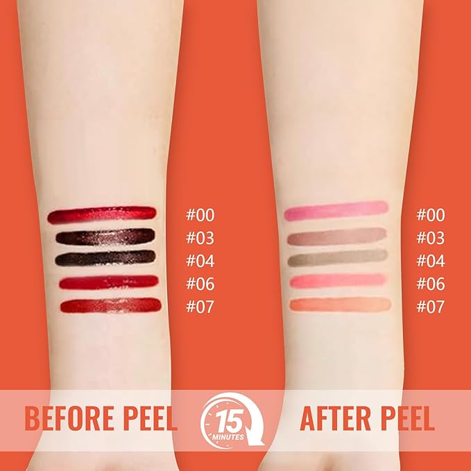 2pcs Lip Stain Peel Off - Lip Liner Stain Long Lasting Waterproof,2-in-1 Lip Liner with Tweezer Nude Matte,Non-Stick Cup,Highly Pigmented，Natural Finish,Stay On All Day,Perfect for Gift (Mauve+Rose)