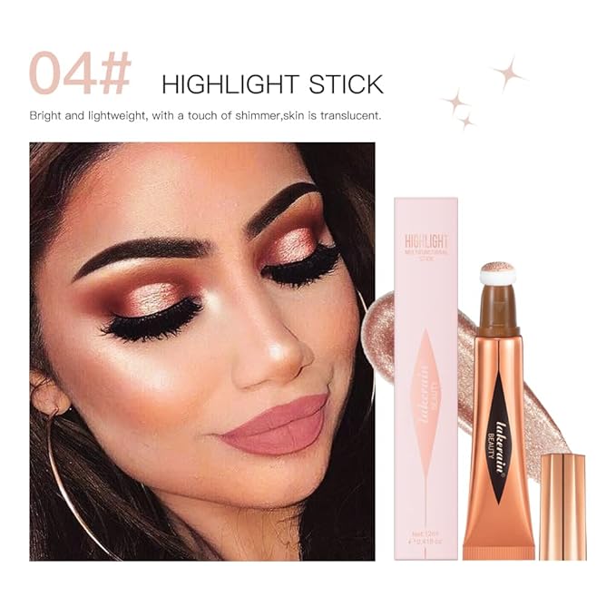 Liquid Highlighter Beauty Stick, Highlighter Makeup, Highlighter Wand,Liquid Beauty Stick With Cushion Applicator For Highlighter, Natural Matte FinIsh Makeup For Women(04#)