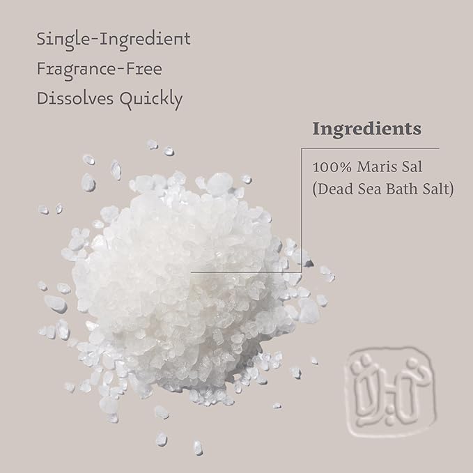 Dead Sea Salts for Soaking Relaxing Sea Salt Bath Soak for Body Rejuvenation - Natural Mineral Salts - Coarse Dead Sea Salt Unscented Bath Salts for Women & Men (8.82 oz)