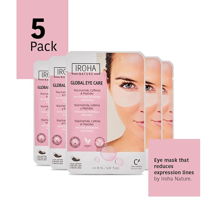 Eye Masks, Reduces Wrinkles, Dark Circles & Puffiness - Pack of 5 Pairs - Hydrating Patches with Niacinamide, Caffeine, Peptides - Vegan, Cruelty-Free, Skincare, Under Eye Treatment, Gift