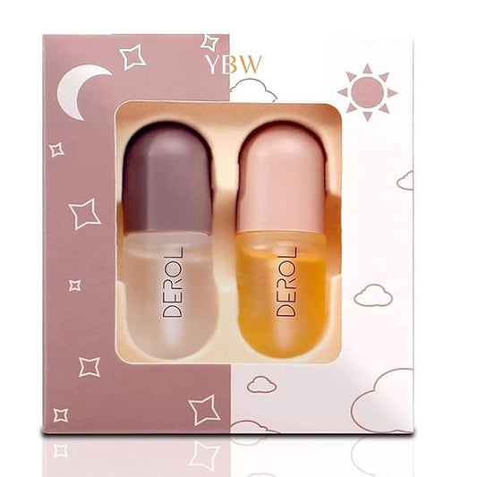 Lip Plumper Gloss, Plumping Lip Gloss, Plump and Pout Lip Plumpers, Natural Lip Care & Enhancer Set, Day & Night Serum, Softer Bigger Fuller Lips by Natural Lip Enhancer, Premium Lip Mask Gloss