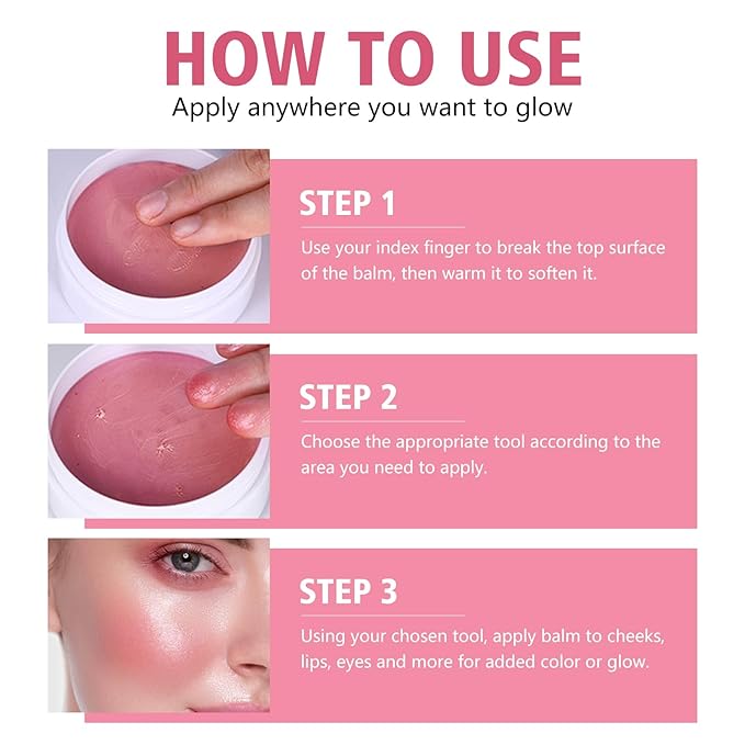 KYDA Miracle Glow Balm, Glow Tinted Blush Balm, Multiuse Face Balm for Cheek Lips Eyes, Hydrating Cream Blush, Blendable Lightweight, Shimmer Blusher, Natural, 1.76 oz