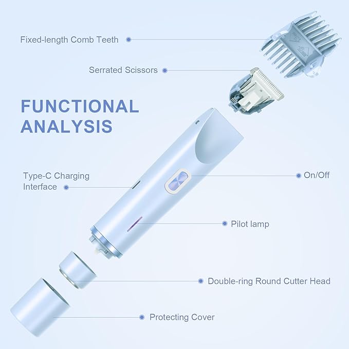 Dermave Bikini Shaver - Bikini Trimmer for Women, Painless Hair Removal for Face, Body & Intimate Areas (Blue)