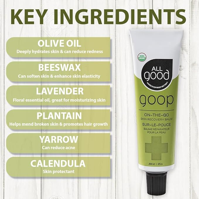 All Good Goop on the Go - Chafing Cream, Dry Skin Salve, Cracking Lip Moisturizer - Soothes, Hydrates & Calms - Travel Size Recovery Balm 1oz (3-pack)