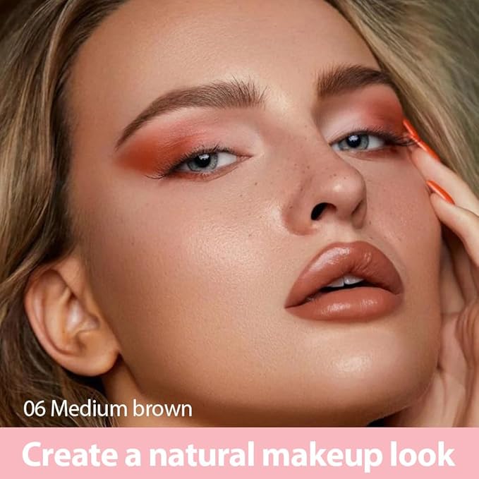 evpct 2Pcs Midium Brown Magic Microblading Dual-Ended Eyebrow Contouring Pen Brow Pencil, with 4 Brush Micro-Fork-Tips Applicator and Precise Brush-Tip Hair Like Stroke, Dual-ended Eyebrow Brush