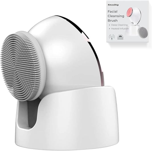Facial Cleansing Brush, 2 in 1 Vibration & Heating Face Scrubber for Cleansing & Exfoliating Waterproof, Suitable for Sensitive & Acne-Prone Skin, 5 Speed for Deep Facial Cleansing