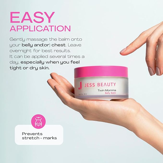 JESS BEAUTY | Twin Momma Belly Balm Lotion Coconut Oil & Avocado Oil | Skin Care Maternity Postpartum Essentials 4.4 fl oz