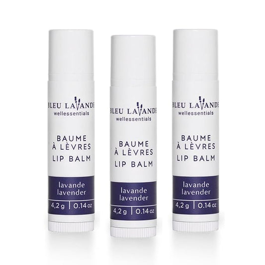 Bleu Lavande - Natural Lavender Lip Conditioner – Stick Lip Balm Repairs, Moisturizes & Protects - Soothes Chapped Lips & Restores Hydratation - Olive Oil & Shea Butter Base Lip Care - 4.2g - 3 Pack