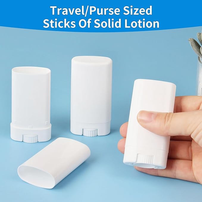 Empty Oval Deodorant Lip Lipstick Balm Tubes Containers Plastic (20-Pack) (15ml, white)