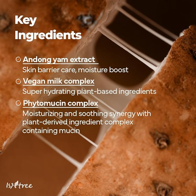 IsNtree Yam Root Vegan Milk Cleanser 220ml, 7.43 fl.oz | Korean Facial Cleanser for Sensitive Skin | Rich & Creamy Texture | Hydrating & Mild | Vegan & Cruelty-Free Skincare