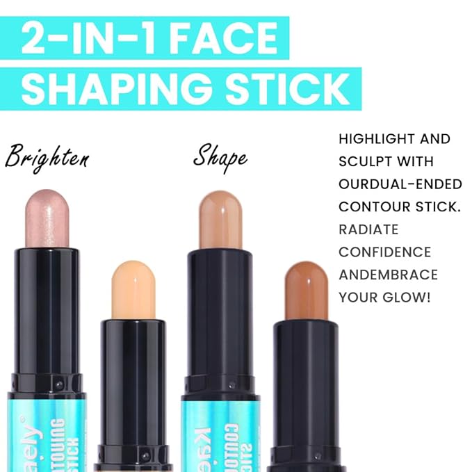evpct 2in1 Face Shaping & Contouring Stick Cream Contour Concealer Bronzer Stick Makeup Kit for Face Highlighter Makeup Stick contorno maquillaje de maquillaje, NEW Light Medium + ORIGINAL Universal