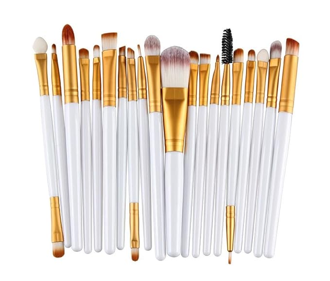 20pc White Eye And 15pc Contour Pallet Eye Makeup Brush Set