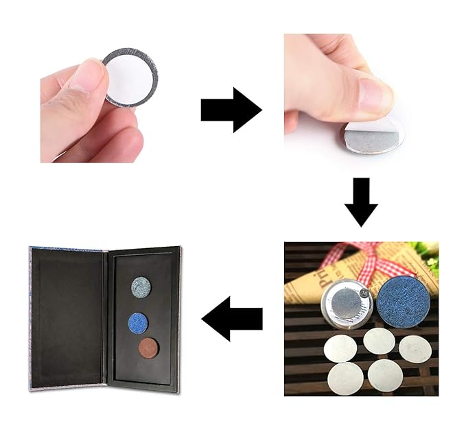 50pcs Round Metal Stickers for Non-Magnetic Eyeshadow Pan Use with Magnetic Makeup Palette (Diameter 2.5cm)