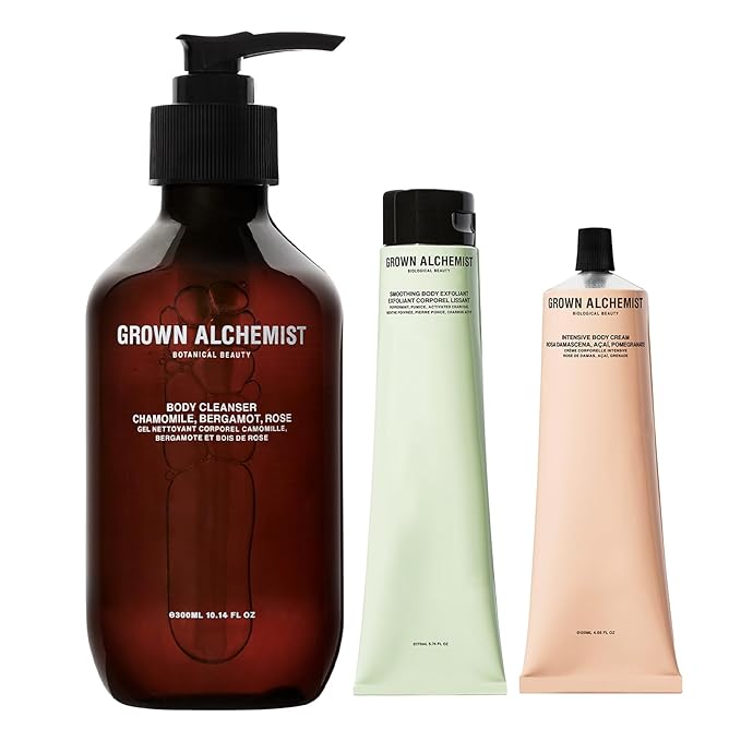 Grown Alchemist Body Cleanser (300ml) + Smoothing Body Exfoliant (170ml) + Intensive Body Cream (120ml) Skincare Set