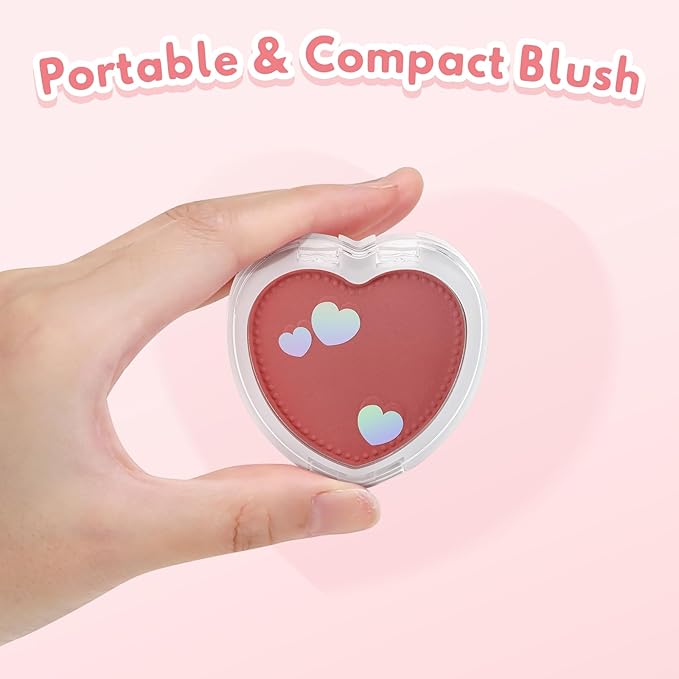 Boobeen Powder Blush Matte Pressed Blush Palette, Highly Pigmented Cream Pink Blusher for Cheeks, Blusher Compact Powder Makeup Lightweight Easily Blends, Single Color Rouge Powder