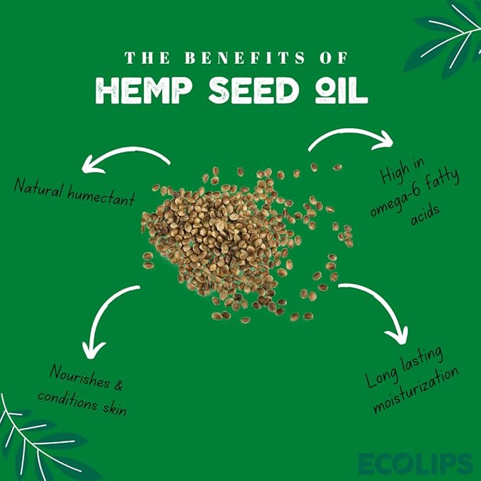 Eco Lips Organic Hemp Lip Balm with Beeswax, Coconut Oil, Vitamin E. Best Lip Balm to Soothe & Moisturize Dry, Chapped Lips (Variety, 6-Pack)