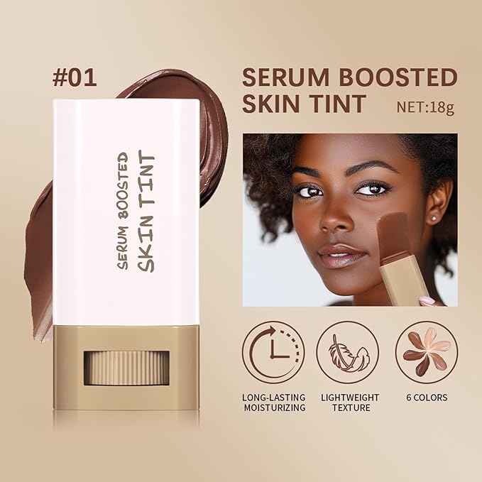 Beauty Balm Serum Boosted Skin Tint – Hydrating Tinted Moisturizer, Lightweight Solid Tinted Foundation Stick for Flawless, Sheer to Medium Coverage, Radiant & Dewy Finish, All-Day Wear (5#, 1)