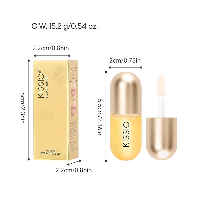 KISSIO Lip Plumper,Color Lip Plumper Gloss,Lip Enhancer,Plant Extracts Plumping Lip Serum,Moisturizing Lip Gloss for Fuller Lips and Hydrated Beauty Lips 5.5ml (03 Lakeside)