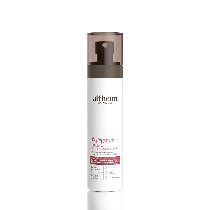 ALFHEIM Argan+ Repairing Leave-In Conditioner | Lightweight Hair Detangler & Anti-Frizz Spray | Moisturizing & Nourishing with Argan Oil, Keratin, Niacinamide | For Dry, Damaged, Frizzy Hair | 5.4 oz