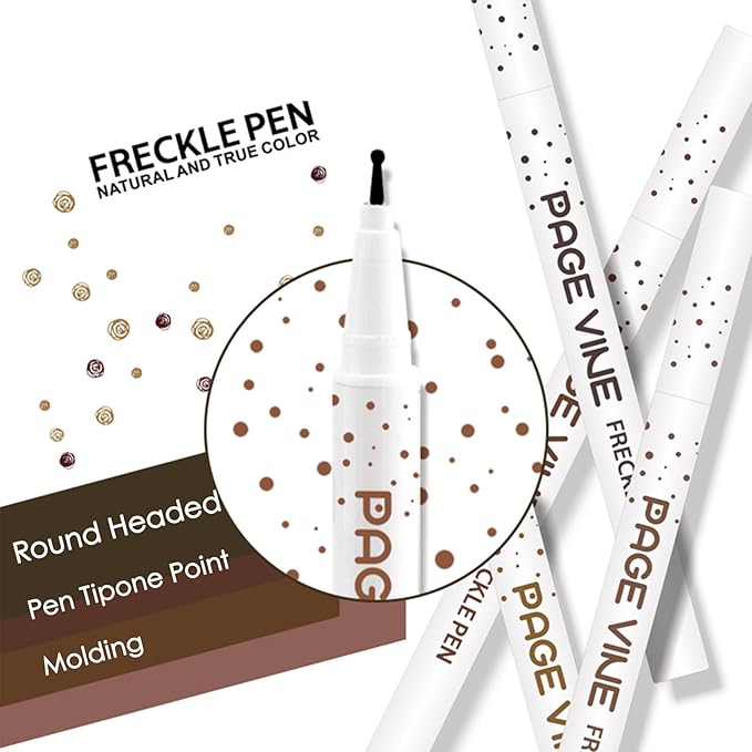 2 Pack Freckle Pen,Liquid Face Fake Freckles Makeup Pen to Create Natural Freckle Makeup and Freck beauty,Fake Freckles Waterproof for Lifelike Sunkissed Makeup,Mole Pen(02Medium+04Espresso)