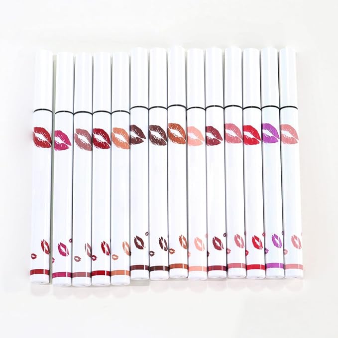 2Pcs Longwear Liquid Lip Liner Stain Marker Pen Set Long Lasting Waterproof, Mocha Nude Brown Matte Semi Permanent 24 Hour Lip Liner and Lipstick Combo, Color Stay Lipliner All Day Lips Stain peel off