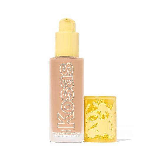Kosas Revealer Skin-Improving Foundation with SPF 25 Protection - Hydrate, Brighten, Soothe, Plump, Protect Skin - Smoothing Texture, Natural Finish and Clean Formula - Very Light Cool 120