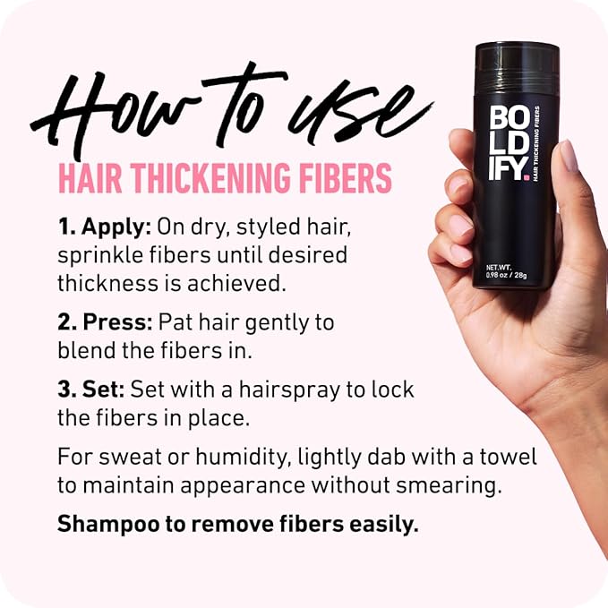 BOLDIFY Hair Fibers (28g) - Fill In Thinning and Fine Hair for an Instantly Fuller, Thicker Look - 14 Shades for Women & Men - Dark Gray