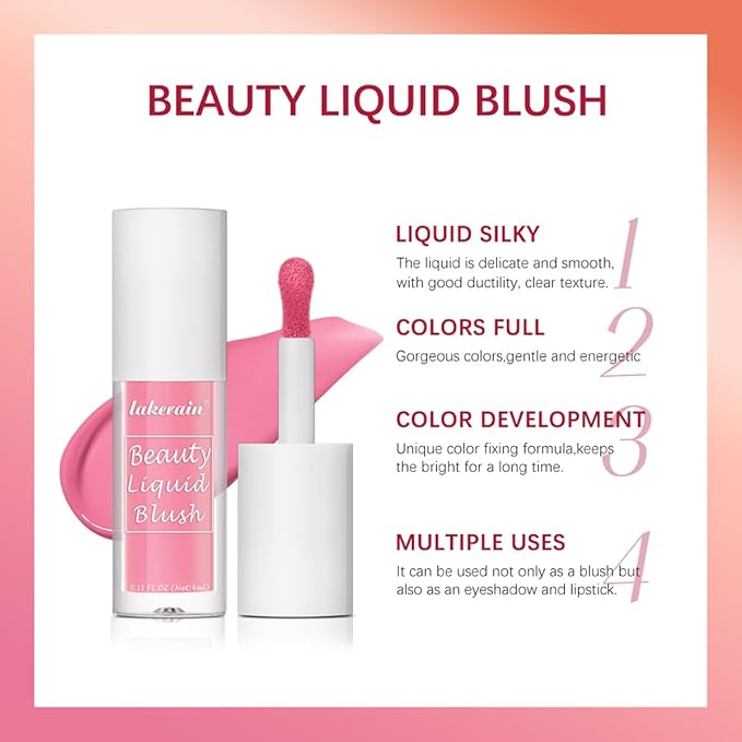 Liquid Blush for Cheeks Makeup Face Blush, Weightless Cream Formula, Smudge Proof Long-Wearing Pigmented Blush, Natural Look Makeup Face Blushes, Shimmer Finish, Dainty - 01# Creamy berry