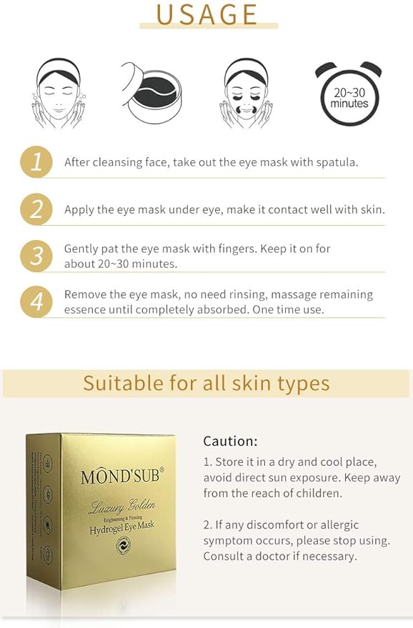 Collagen-Enriched Eye Mask Eye Gel Patches - 30 pairs with 24k Gold (Pack of (20pairs))