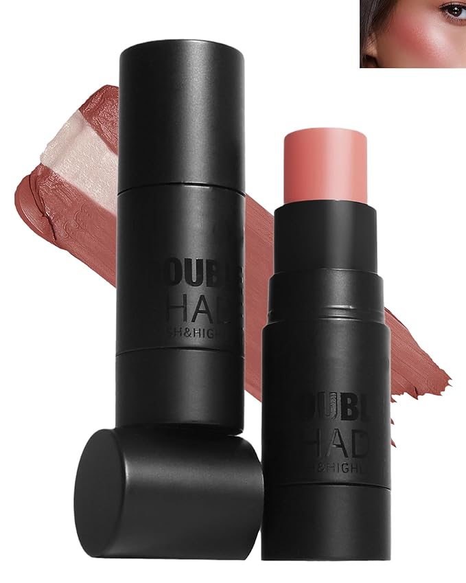 Cream Blush Stick Makeup for Cheeks, Multi Blush & Highlighter Contour Stick, Long Lasting Waterproof Creme Blush Bronzer Stick, Lightweight Matte and Dewy Finish, Face Shaping Makeup for Women-03