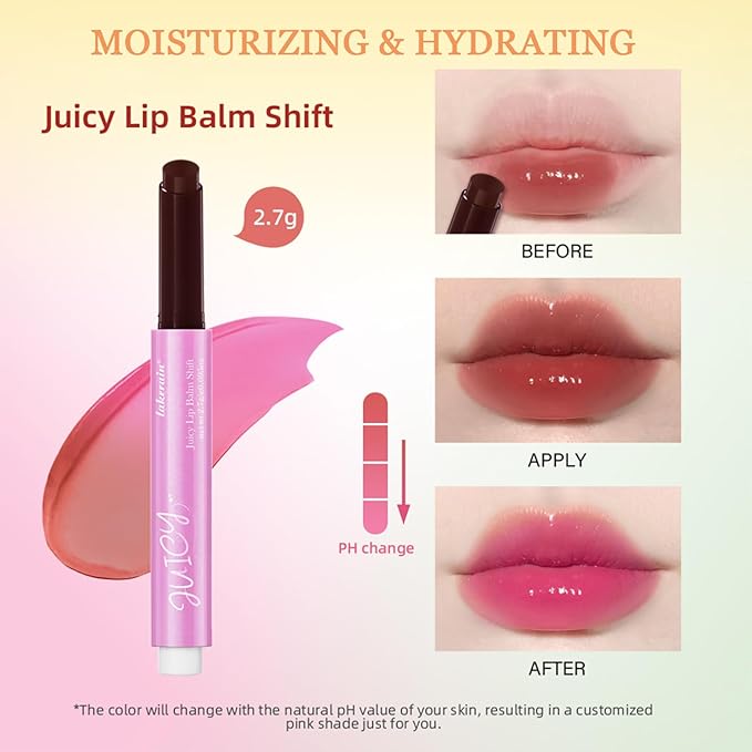 Juicy Lip Plump Shift, Click Melting Lip Balm Lasting Tint Hydrating & Nourishing Lip Care Moisturizer Glossy Color Changing Lip Gloss Non Sticky Lipstick Vegan Tinted Lip Balm (#4 Kiwifruit)