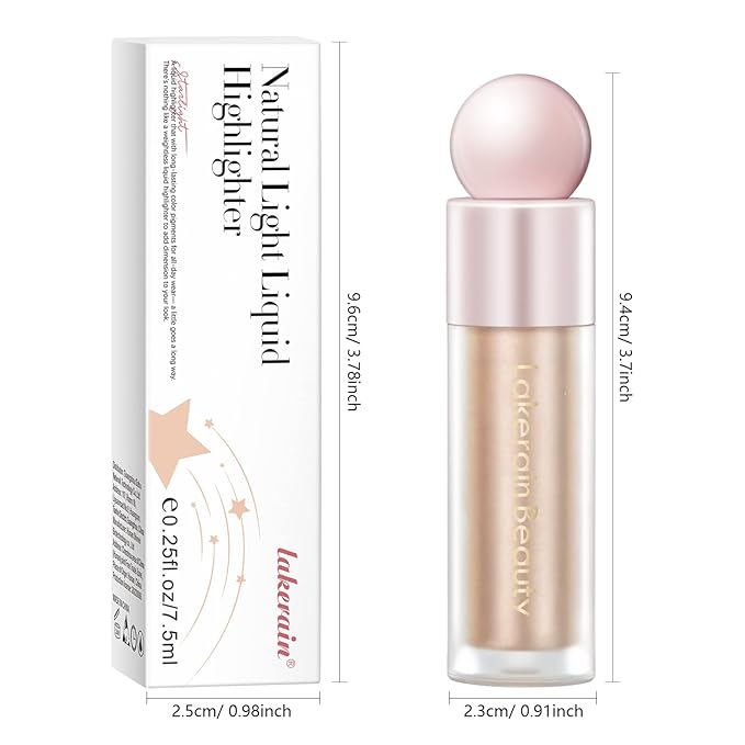 Liquid Highlighter Makeup, Natural Silky Shimmer Finish Face Highlighter, Highly Pigmented, Lasting, Blendable, Soft Cream For Face, 0.25fl.oz (#02 Champagne Shimmer), 1.3 Ounce, 1 Pack