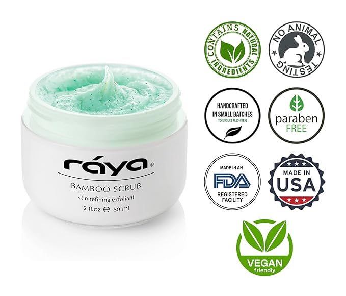 RAYA Bamboo Facial Scrub (R-125) | Herbal Exfoliating and Refining Treatment for Dry Skin | Helps Reduce Fine Lines and Wrinkles | Made with Bamboo and Jojoba Beads