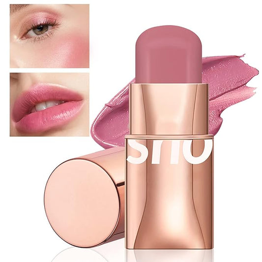Cream Blush Stick for Cheeks Makeup,Waterproof Blush Face Stick Multi-Use Lip and Cheek Tint,Matte Finish Lightweight Easy to Blend Natural Cream Blusher Makeup for All Skin Tones- Pink