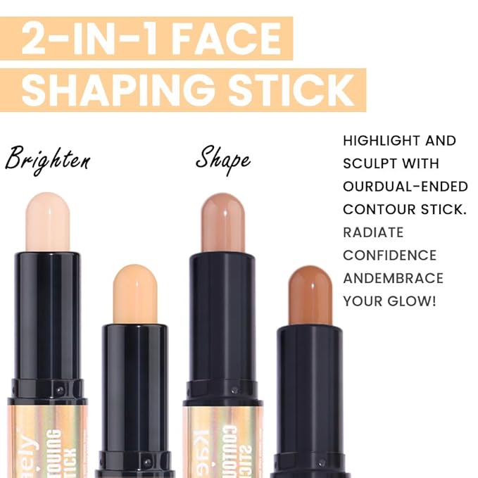 evpct 2in1 Face Shaping & Contouring Stick Cream Contour Concealer Bronzer Stick Makeup Kit for Face Highlighter Makeup Stick contorno maquillaje de maquillaje, ORIGINAL Light + ORIGINAL Universal