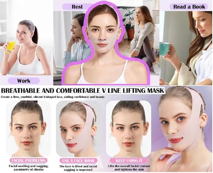 2pc V Line Face Lifting Strap - Chin and Cheek Lifting Bandage for V Face Lift - Sleeping Mask Strap for Women - Gift Idea