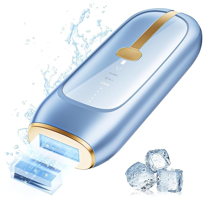 LUBEX Painless Sapphire Ice Cooling IPL Laser Hair Removal Device at Home for Women & Men, 1,000,000+ Unlimited Flashes, Safe and Permanent, Alternative to Salon Hair Removal for Face, Body, Bikini