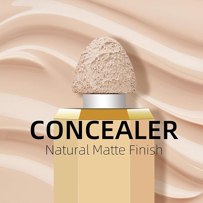 Liquid Concealer Makeup, Full Coverage Concealer, Cream Face Concealer with Cushion Applicator, Highly Pigmented, Natural-Looking, Hydrating, Waterproof Concealer (#06 Warm Love)