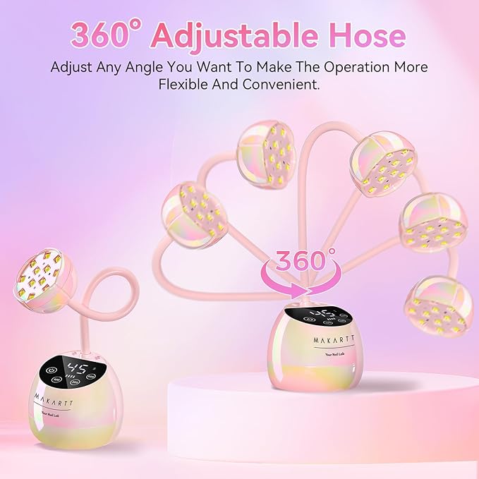 Makartt UV LED Nail Lamp - Gooseneck UV Light for Nails Cordless Rechargeable USB 39W Dryer LED Lamp with Auto Sensor 4 Timer Settings Fast Curing for Nail Art Polish (Glazed Pink)