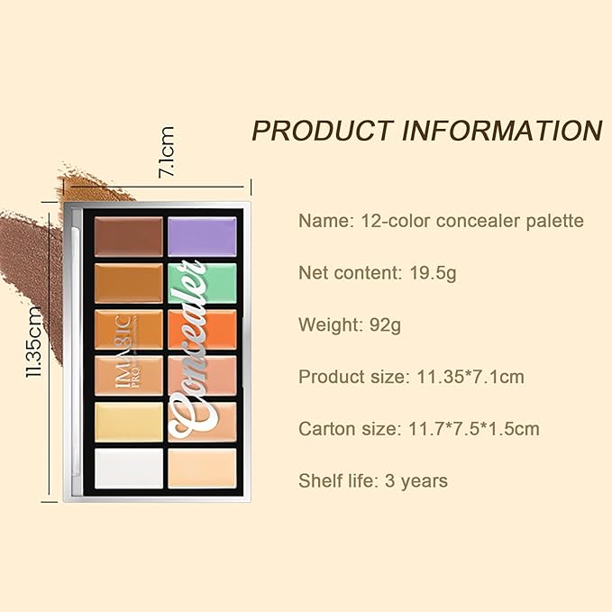 All In One Color Correcting Palette + 8 Makeup Brushes, 3D Cosmetics Cream Contour Highlighting Foundation Makeup Palette Long Lasting for Sculpt &Highlighting, Define Cheekbones