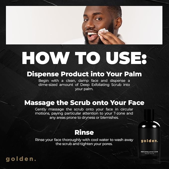 Golden Grooming Co. Exfoliating Face Scrub for Men - Deep Cleansing Facial Cleanser w/Coconut Oil & Aloe Vera - Exfoliating Face Wash for Men - Face Scrub for Oily & Dry Skin - For All Skin Types-4oz
